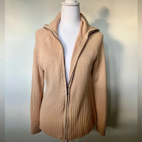 EVIE Sweaters - Vintage Ribbed Zip-Up Cardigan Jacket by Evie (XL)